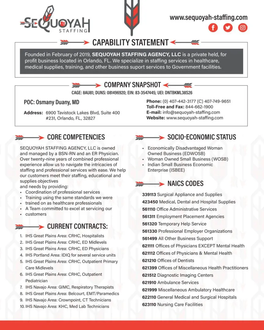 New Cap Statement 16 NAICS Codes